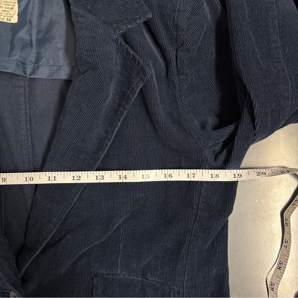 Vintage Corduroy Blazer Women Navy Blue Jacket Preppy Academia Classic Japan - Picture 13 of 15
